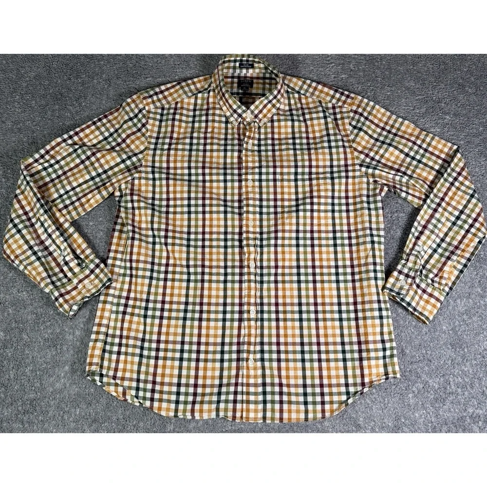J Crew Slim Untucked Fit Flex Washed Multicolor Plaid Button Down Mens XL Casual